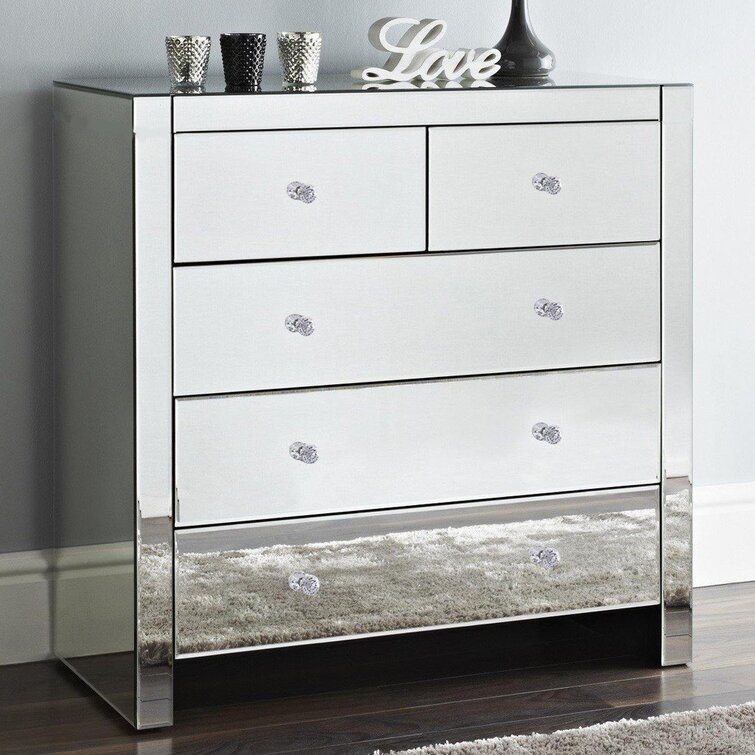 Mirrored chest of on sale 5 drawers